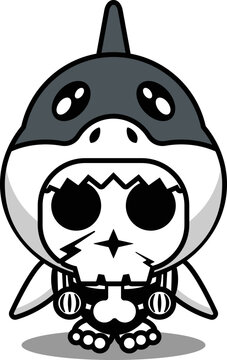 vector illustration of mascot costume cartoon character animal man shark cute skull