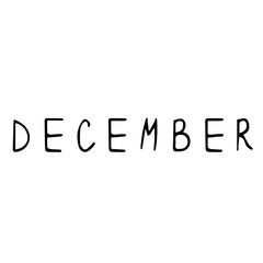Doodle text with the name of the month "december"