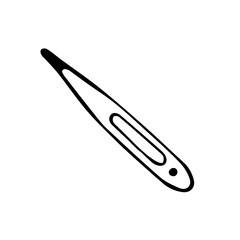The doodle-style thermometer can be used as a sticker or for illustrations on the topic of health and medicine