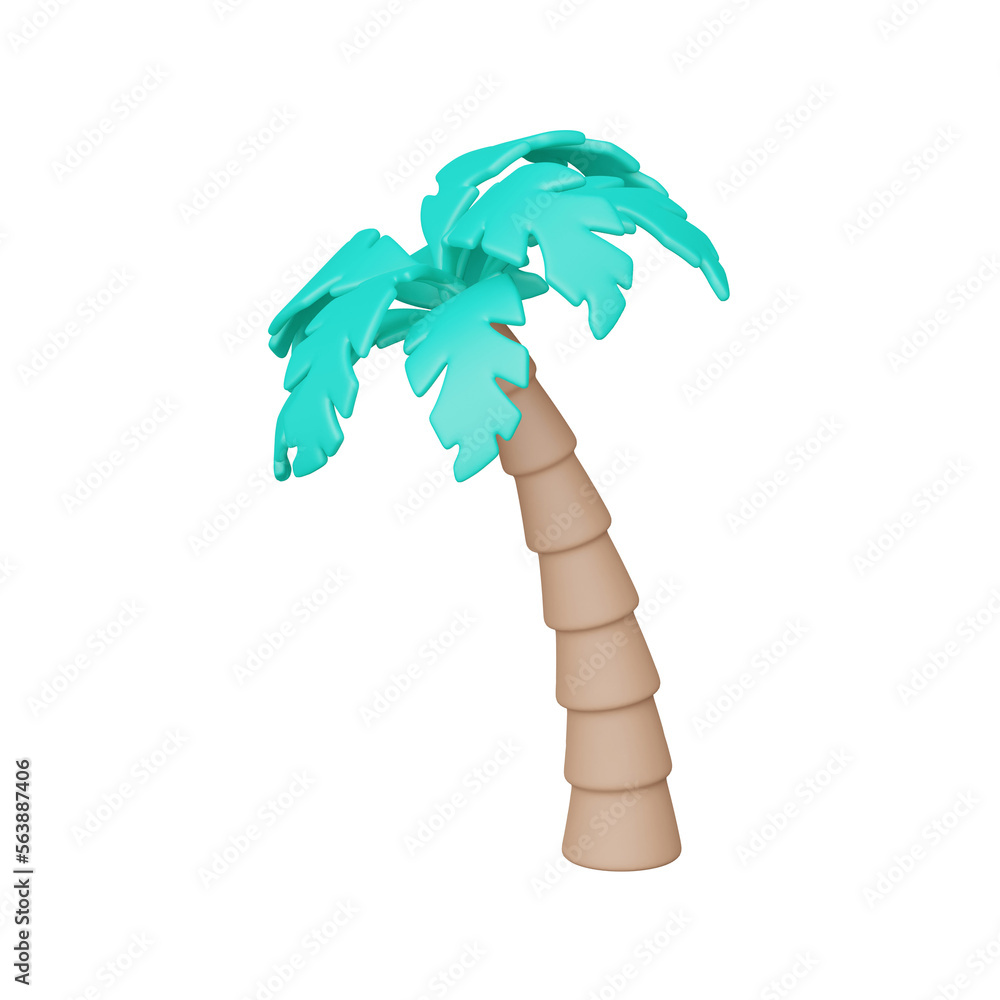 Poster palm tree 3d realistic render vector icon.