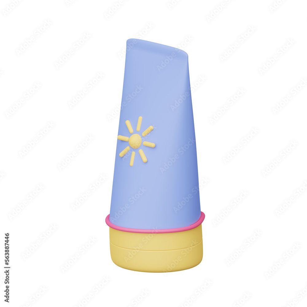 Poster sunscreen 3d realistic render vector icon.