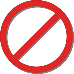 Red prohibition sign, vector. Red prohibition sign with shadow on a white background.