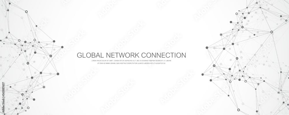 Poster global network connection. social network communication in the global business concept. big data vis