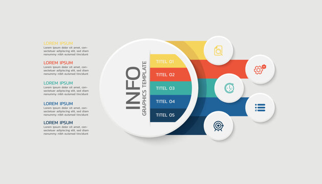 Circular steps infographics template design for background