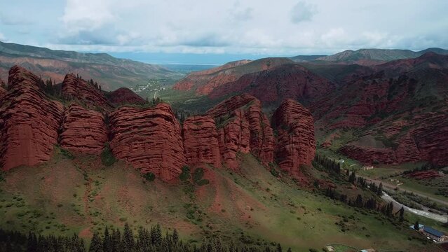 Nature And Rocks Of Jety Oguz In Kyrgyzstan, Aerial View