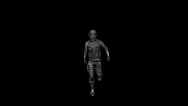 Soldier 3D Animation Transparent Alpha Video