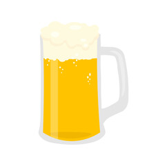 Glass of beer isolated on white background. ktoberfest beer, beer with foam. Vector