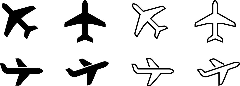 Plane icon set. Flight transport symbol. Airplane icon vector. Travel flat illustration. Travel symbol. PNG image