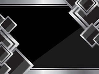 高級感のある菱形装飾の背景　横位置　ブラック＆シルバー