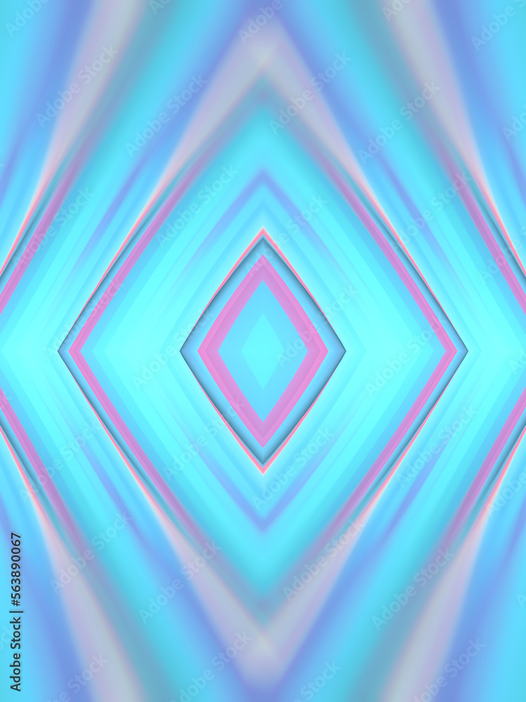Poster abstract symmetrical wavy background of twisted neon colored geometric shapes. 3d rendering digital 