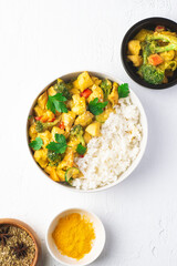 Delicious chicken curry recipe for a weeknight dinner , chicken  cooked in a rich savory curry sauce. Economical, simple recipes with rice, Indian, Japanese, Indonesian, Thai cuisine, white  table