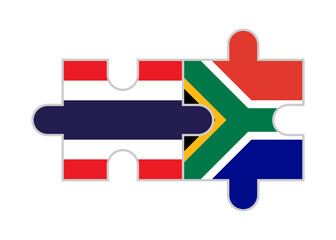 puzzle pieces of thailand and south africa flags. vector illustration isolated on white background