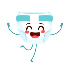 Vector illustration of cute baby diaper character drawing