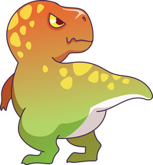 Hand drawn cute colorful dinosaur cartoon character.