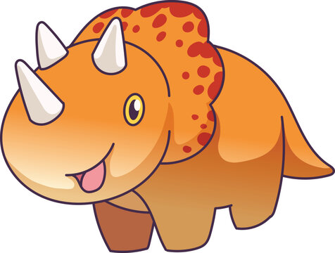 Hand drawn cute colorful dinosaur cartoon character.