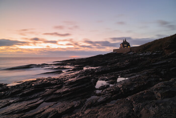 Coastal sunrise on a cold winter morning