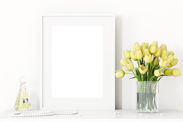 frame mockup with flowers yellow