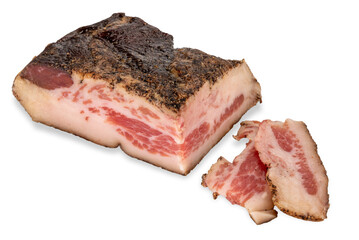 Guanciale Pork Jowl, it is a cured meat prepared with a cut of pork cheek meat. Ingredient for...