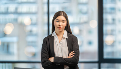asian woman near window