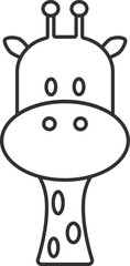 giraffe face line, animal cartoon , for coloring.