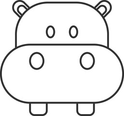 hippo face line, animal cartoon , for coloring.