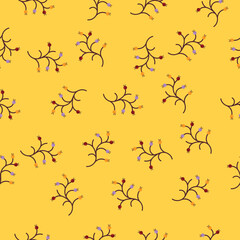 Vector seamless pattern with yellow background. 