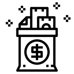 money bag line icon style