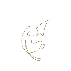 Leaf face woman line art logo