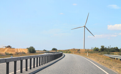 Wind turbines in Denmark producing electricity or power as renewable and environmentally friendly...
