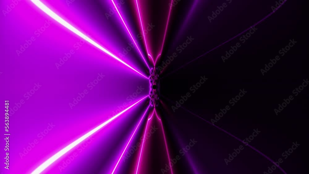 Poster neon lines tunnel. computer generated 3d render