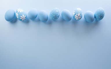 Happy easter! Colourful Easter eggs on pastel background. Decoration concept for greetings and presents on Easter Day celebrate time.