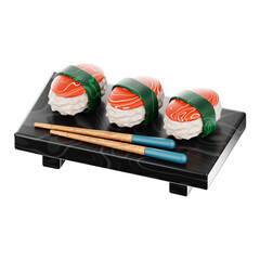 Premium asian food sushi icon 3d rendering on isolated background