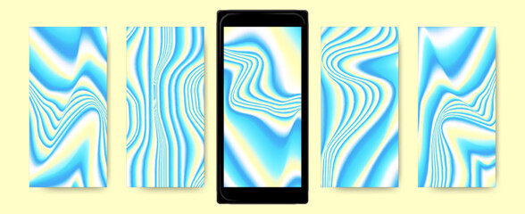 Colorful Holography Screensaver. Abstract Vibrant Templates for Mobile. Bright Fluid Textures. Hologram Wallpapers. Mesh Wave Background. Vector Gradient Liquids. Neon Holographic Set.