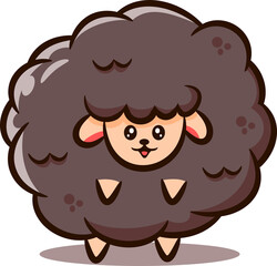 cute black sheep illustration transparent background