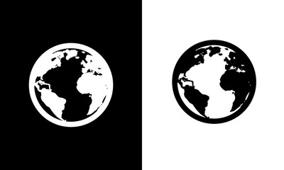 globe vector icon black and white perfect pixel eps 8 