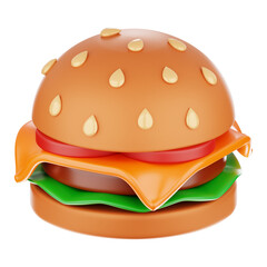 Premium fast food burger icon 3d rendering on isolated background PNG