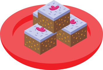 Sweet halva plate icon isometric vector. Restaurant halwa. Helva tasty