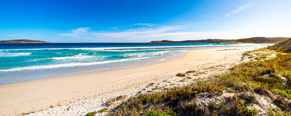 panorama of the coastline and paradise beaches in esperance, western australia; a beautiful bays with clean white sand and turquoise water