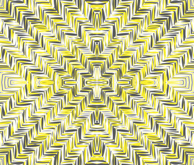 Abstract yellow optical illusion wave. Black and white horizontal lines with wavy distortion effect for prints, web pages, template, posters, monochrome backgrounds and pattern.