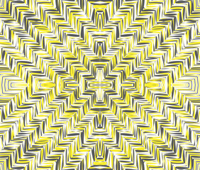 Abstract yellow optical illusion wave. Black and white horizontal lines with wavy distortion effect for prints, web pages, template, posters, monochrome backgrounds and pattern.