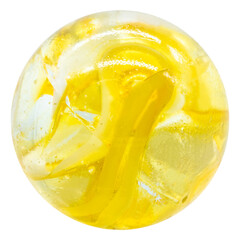 one yellow glass or ceramic marble or ball