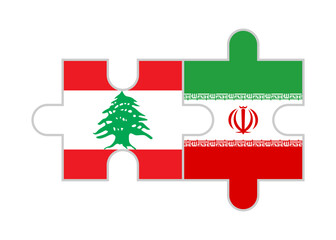 Fototapeta premium puzzle pieces of lebanon and iran flags. vector illustration isolated on white background
