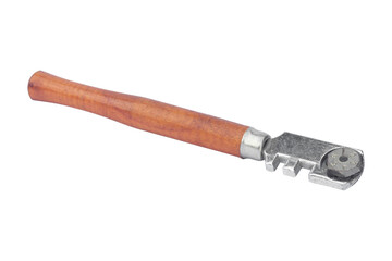 glass cutter, glass cutter with wooden handle isolated from background