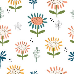 Seamless abstract hand drawn flowers pattern background vector illustration for  fashion fabric wallpaper wrapping  and print design