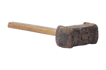 sledgehammer with wooden handle isolated from background