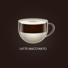 Delicious latte macchiato isolated. Drink vector illustration design	