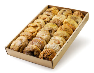 Dried figs in a box on a white background. Isolated