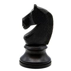 black wooden knight chess piece