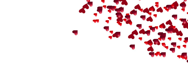 Valentine's day background with beautiful red hearts on white background. Vector illustration