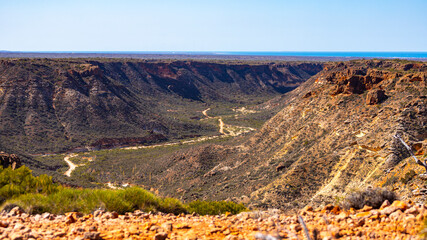 panorama of charles knife canyon in cape range national park in western australia near exmouth;...